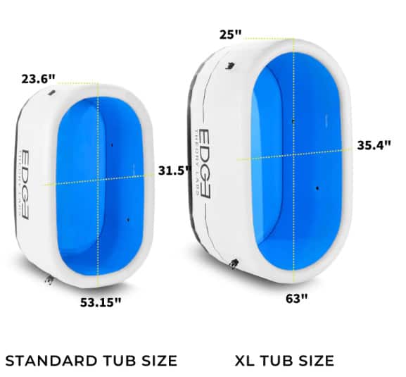 The edge tub elite XL dimensions